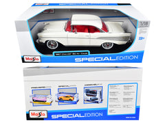 1957 Chevrolet Bel Air Coupe White with Red Interior "Special Edition" Series 1/18 Diecast Model Car by Maisto - View 3