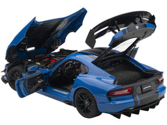 2017 Dodge Viper ACR Competition Blue with Black Stripes 1/18 Model Car by Autoart - View 2
