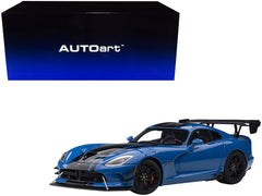 2017 Dodge Viper ACR Competition Blue with Black Stripes 1/18 Model Car by Autoart - View 1
