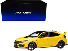 2021 Honda Civic Type R (FK8) RHD (Right Hand Drive) Sunlight Yellow Limited Edition 1/18 Model Car by Autoart - View 1