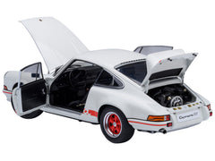Porsche 911 Carrera 2.7 RS Grand Prix White with Red Stripes and Wheels 1/18 Model Car by Autoart - View 2