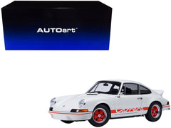 Porsche 911 Carrera 2.7 RS Grand Prix White with Red Stripes and Wheels 1/18 Model Car by Autoart - View 1