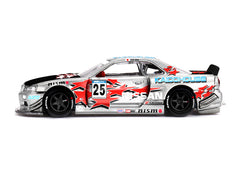Nissan Skyline GT-R (R34) "Kaido Star Racing V1" RHD (Right Hand Drive) #25 Gray Metallic with Black Hood and Graphics (Designed by Jun Imai) "Kaido House" Special 1/64 Diecast Model Car by Mini GT - View 4