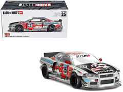 Nissan Skyline GT-R (R34) "Kaido Star Racing V1" RHD (Right Hand Drive) #25 Gray Metallic with Black Hood and Graphics (Designed by Jun Imai) "Kaido House" Special 1/64 Diecast Model Car by Mini GT - View 1