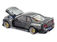 Nissan Skyline GT-R (R34) RHD (Right Hand Drive) #94 "Kaido Works GReddy V2" Carbon Fiber and Dark Gray Metallic (Designed by Jun Imai) "Kaido House" Special 1/64 Diecast Model Car by Mini GT - View 5