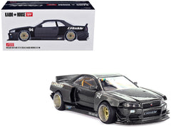 Nissan Skyline GT-R (R34) RHD (Right Hand Drive) #94 "Kaido Works GReddy V2" Carbon Fiber and Dark Gray Metallic (Designed by Jun Imai) "Kaido House" Special 1/64 Diecast Model Car by Mini GT - View 1