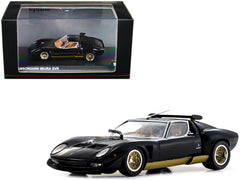 Lamborghini Miura SVR Black with Gold Accents and Wheels 1/43 Diecast Model Car by Kyosho - View 1
