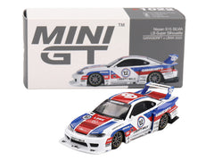 Nissan "LB-Super Silhouette" S15 SILVIA RHD (Right Hand Drive) "GARASIDRIFT x LBWK 2025" White with Blue and Red Stripes Limited Edition 1/64 Diecast Model Car by Mini GT - View 4