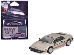 Lotus Esprit Turbo Silver Metallic with Red Stripes Limited Edition 1/64 Diecast Model Car by Mini GT - View 1