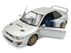 1998 Subaru Impreza 22B RHD (Right Hand Drive) Silver Metallic with Gold Wheels 1/18 Diecast Model Car by Solido - View 2