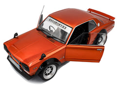 1970 Nissan Skyline (C10) Hakosuka RHD (Right Hand Drive) Orange Metallic 1/18 Diecast Model Car by Solido - View 2