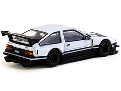 Toyota Sprinter Trueno AE86 Widebody RHD (Right Hand Drive) White and Black with Tarmac Cards "Global64" Series 1/64 Diecast Model by Tarmac Works - View 2