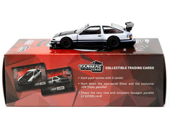 Toyota Sprinter Trueno AE86 Widebody RHD (Right Hand Drive) White and Black with Tarmac Cards "Global64" Series 1/64 Diecast Model by Tarmac Works - View 3