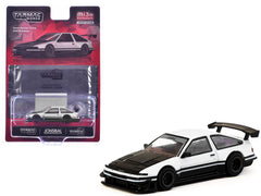 Toyota Sprinter Trueno AE86 Widebody RHD (Right Hand Drive) White and Black with Tarmac Cards "Global64" Series 1/64 Diecast Model by Tarmac Works - View 1