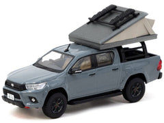 Toyota Hilux Pickup Truck RHD (Right Hand Drive) Gray with Camping Equipment "Road64" Series 1/64 Diecast Model Car by Tarmac Works - View 2