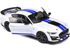 2020 Ford Mustang Shelby GT500 White with Blue Stripes "Special Edition" 1/18 Diecast Model Car by Maisto - View 2