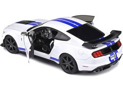2020 Ford Mustang Shelby GT500 White with Blue Stripes "Special Edition" 1/18 Diecast Model Car by Maisto - View 4