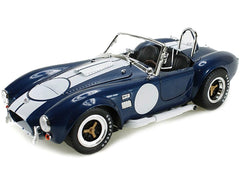 1965 Shelby Cobra 427 S/C Dark Blue Metallic with White Stripes with Printed Carroll Shelby's Signature on the Trunk 1/18 Diecast Model Car by Shelby Collectibles - View 2