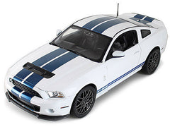 2013 Ford Shelby Cobra GT500 SVT White with Blue Stripes 1/18 Diecast Car Model by Shelby Collectibles - View 2
